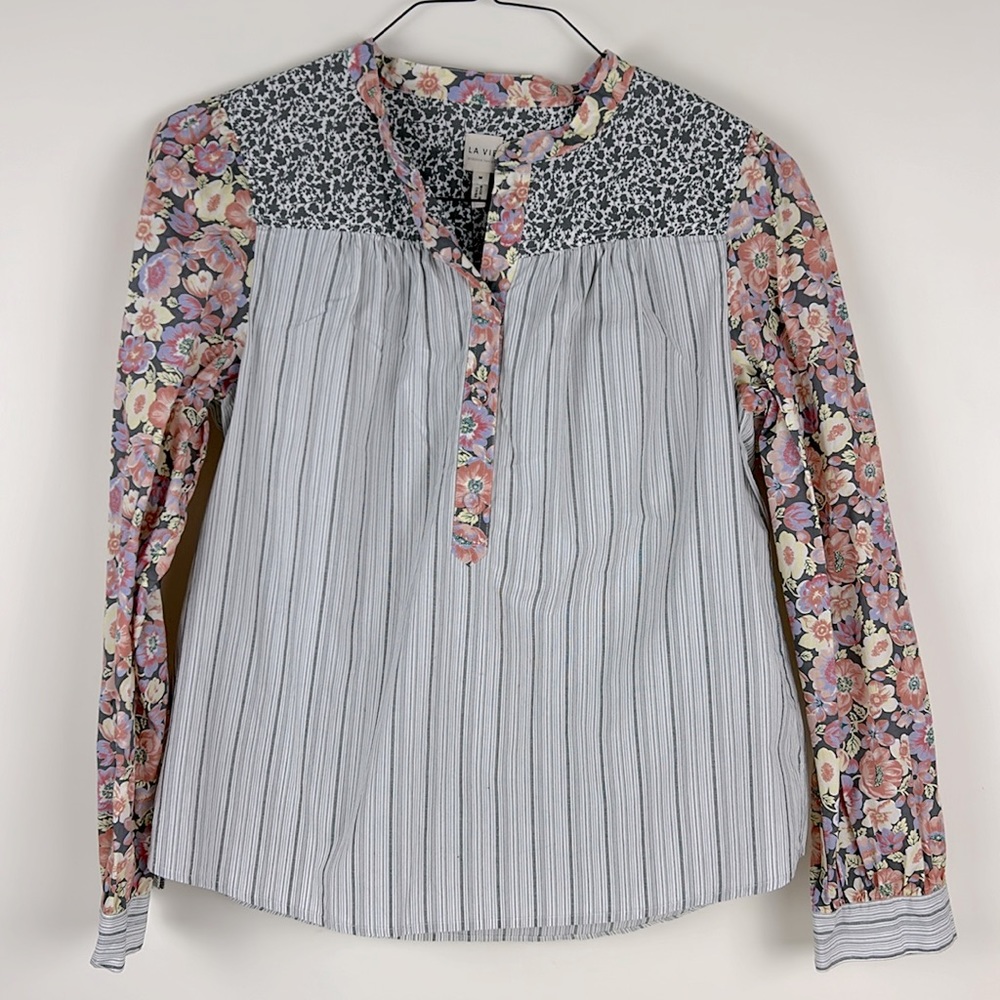 La vie women’s mixed print top size medium